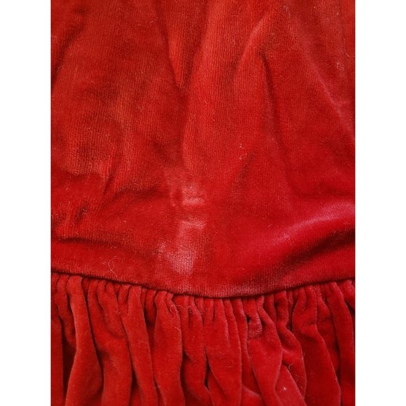 60s/70s Girls Red Velvet Dress - Picture 4 of 4